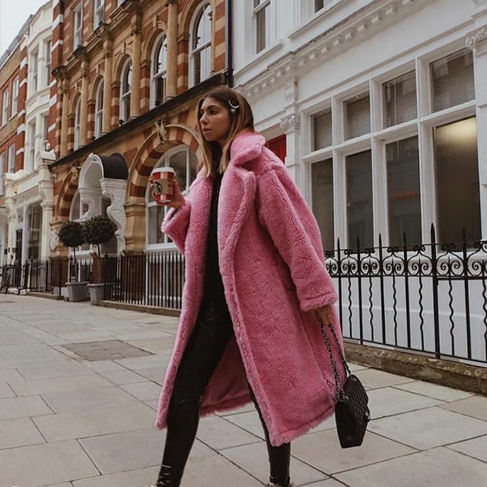 Max Mara Pink Teddy Alpaca Wool Coat